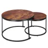 Loft stila kafijas galdiņu komplekts Springos HF0034, 2 gab., tērauda, industriālais dizains, apaļi, Ø 70 cm / 39,5 cm