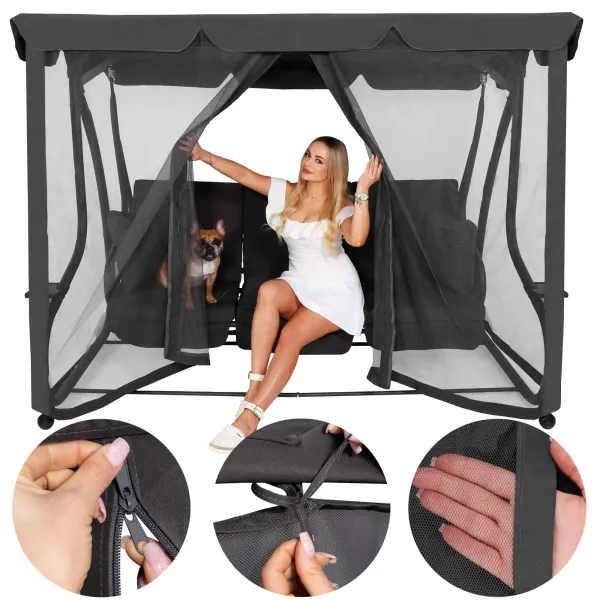 Mosquito net for garden swing Springos GS0026M, height 165 cm, grey