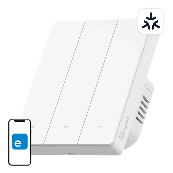 Smart wall switch SONOFF M5-3C-80W Matter (3-channel, to frame)