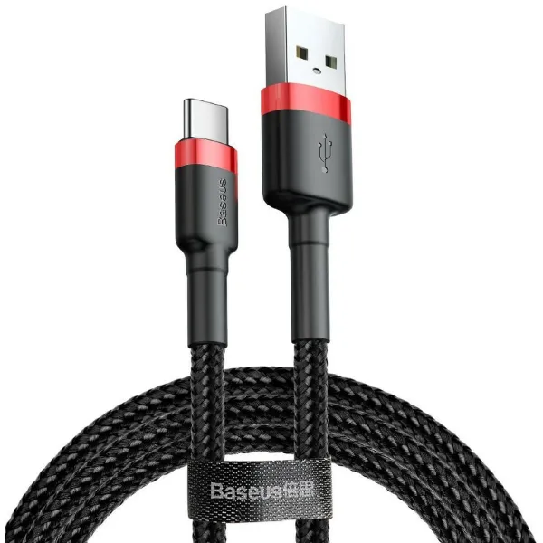 USB A uz USB C Kabelis Baseus Cafule Melns 2 m