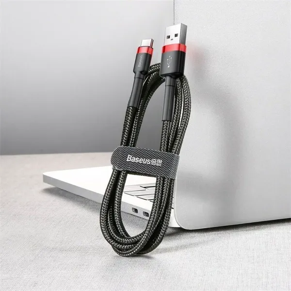 USB A uz USB C Kabelis Baseus Cafule Melns 2 m