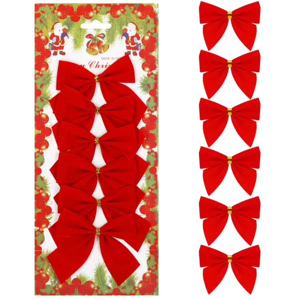 Рождественские банты Springos CA1310, 9,5 x 7,5 см, 6 шт.