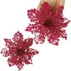 Bethlehem Star, Artificial Poinsettia Flower Springos CA1261 13 cm Pink with Glitter