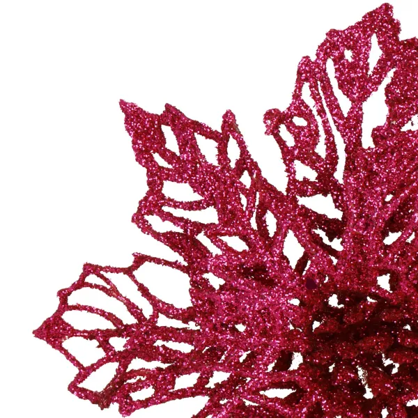 Bethlehem Star, Artificial Poinsettia Flower Springos CA1261 13 cm Pink with Glitter
