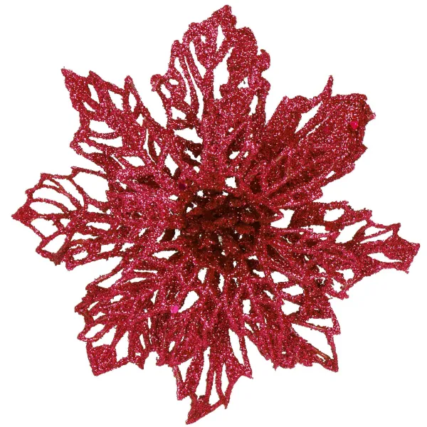 Bethlehem Star, Artificial Poinsettia Flower Springos CA1261 13 cm Pink with Glitter