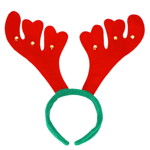 Headband with Reindeer Antlers and Bells, Christmas Ornament Springos CA1288