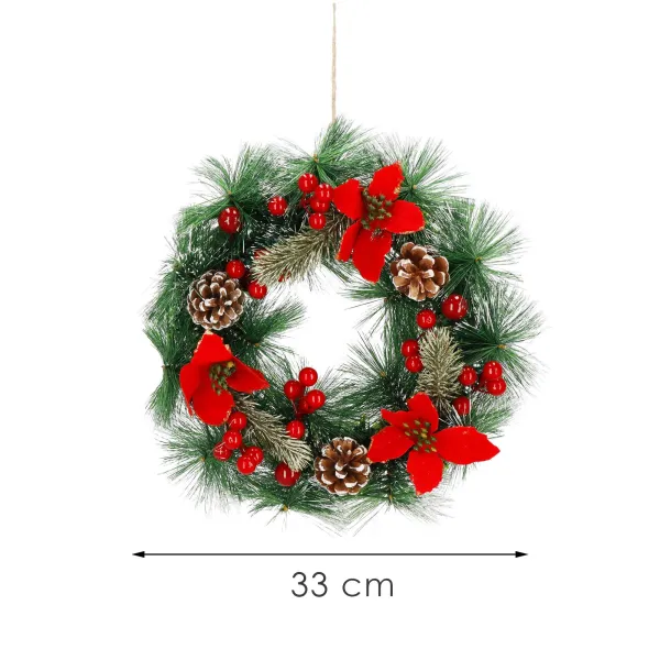 Kalėdinis vainikas durų dekoracija Springos CA1317 33 cm